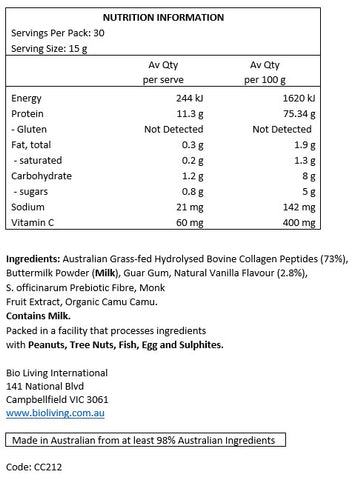 Chief Nutrition Grass-Fed Collagen Protein Powder - Creamy Vanilla 450g