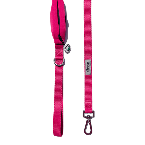 Ziippup Dog Lead with Built-in Poop Bag Holder - Pink