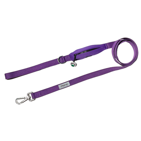 Ziippup Dog Lead with Built-in Poop Bag Holder - Purple