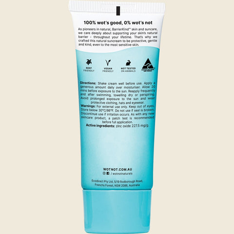Wotnot Natural Zinc Face Sunscreen SPF50 with antioxidant CoQ10 - 50g