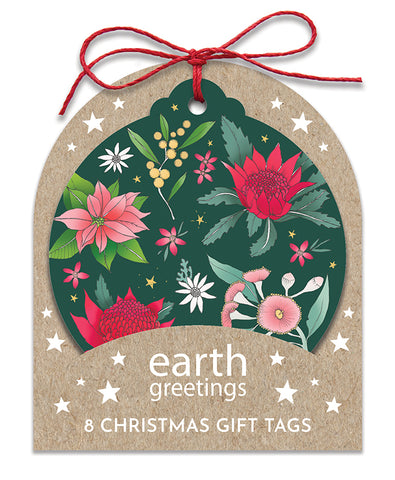 Earth Greetings - Christmas Gift Tags - Festive Floral ( 8 Pack)