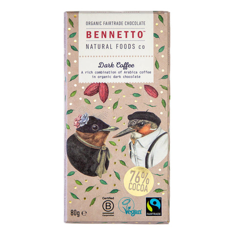 Bennetto Natural Food Co. - Organic and Fairtrade Dark Chocolate - Dark Coffee (100g)
