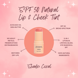 Avocado Zinc SPF 50 Natural Lip & Cheek Tint - Coral 9g