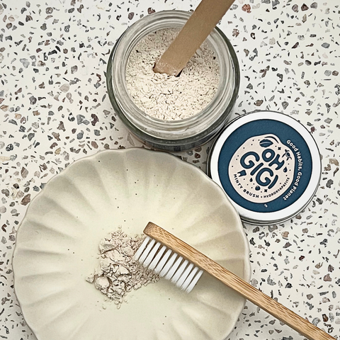 OhGiGi Tooth Powder with Hydroxyapatite REFILL - Minty Brush 100g