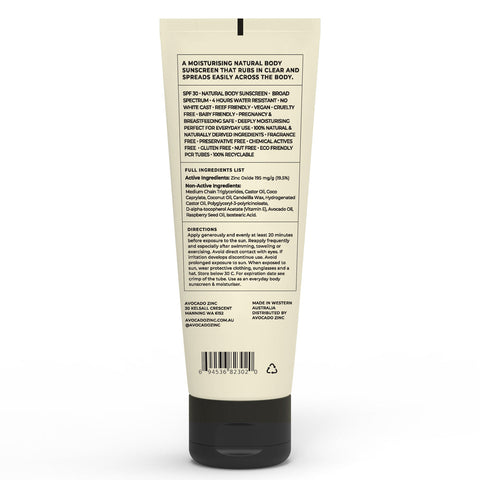 Avocado Zinc SPF 30 Body Sunscreen - 100ml