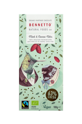 Bennetto Natural Food Co. - Organic and Fairtrade Dark Chocolate - Dark Mint (80g)