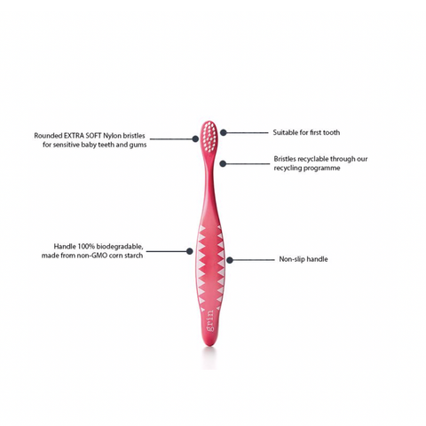 Grin - Kids Biodegradable Extra Soft Toothbrush - Soft Pink