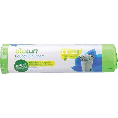 Biotuff - Council Bin Liners - Large Bags (240L x 12)